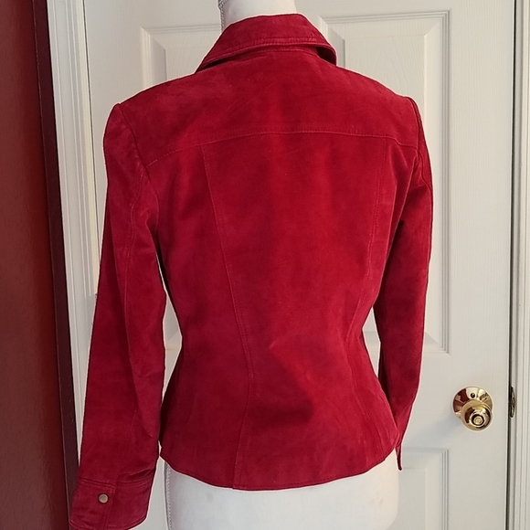 EUC Suede Coldwater Creek Red Leather Jacket PXS - Picture 2 of 5